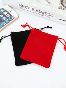 珠宝绒布袋珠宝袋袋子多种款式绒布袋袋子零钱袋，绒布袋珠宝抽绳抽绳袋耳机绒布收纳袋，黑色绒布抽绳袋珠宝首饰袋耳机收纳小布袋抽绳绒布袋 - 彩色 - 查看 5