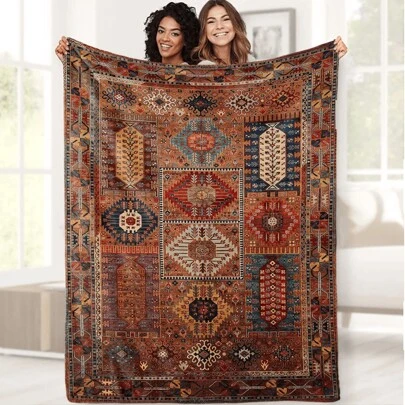 柔软温暖的复古涤纶波西米亚风编织图案毛毯，可机洗，非常适合沙发、床、旅行、露营、办公室装饰，是送给男朋友/女朋友的理想礼物