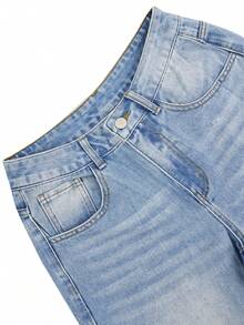 NVFelix 2025 New Women's Y2K Street Summer Casual Outdoor Hot Fashion Five-Point Shorts Straight-Leg Washed Jeans - Medium Wash - View 8