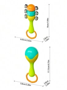 1 件套蒙特梭利婴儿玩具乐器摇铃沙锤铃铛儿童玩具儿童早教玩具 - 彩色 - 查看 3