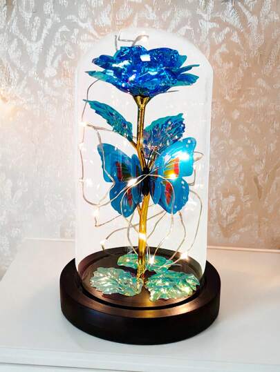 Rosa Eterna con luz Led, Regalo para el día de San Valentín, Día de la Madre, cumpleaños, Día de San Valentín. Rosa Eterna y peluche con luz Led. Rosa Eterna y osito de peluche.