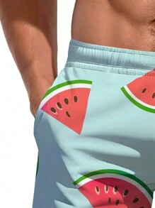 Men's 3D Summer Watermelon Printed Beach Pants - Multicolor - View 5