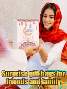4pcs Middle Eastern Festival Gift Packaging Bags, Cartoon Moon & Star Pattern Design, Suitable For Muslim Holiday Party Gifts, Shopping Mall, Bakery Packaging Supplies (Random Style) - Multicolor - View 5