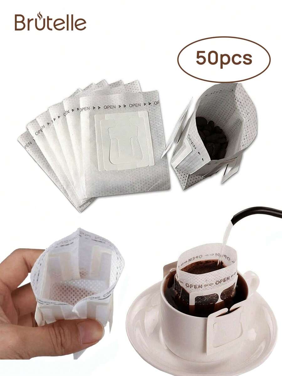 Brutelle Brutelle 1pc Ear Filter V60 Hand-Brew Coffee Filter Non-Woven Filter 50 Pieces Per Bag For Home Office Cafe Coffee Corner