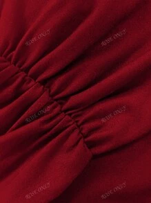 1 pieza Vestido largo elegante de manga larga y hombros descubiertos con pliegues y abertura lateral, para otoño/invierno, diseño Bardot para Navidad, Año Nuevo y Día de San Valentín