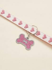 1件装心形提花柔软宠物项圈，适合小型猫狗室内外使用（不适合大型犬） - 淺粉色 - 查看 6