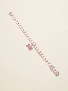 1件装心形提花柔软宠物项圈，适合小型猫狗室内外使用（不适合大型犬） - 淺粉色 - 查看 5