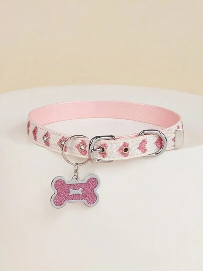 1 pieza de collar de mascota suave y delgado con estampado de corazón en jacquard, adecuado para gatos y perros pequeños para usar en casa y al aire libre (no apto para accesorios de gatos y perros grandes)