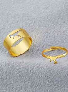 Valentine's Day Gift Versatile Luxury Retro Couple Rings Hollow Plane Heart Fashion Ring Open Design Women Accessory - Multicolor - View 22