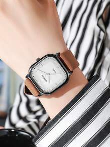 Square Watches For Students, Minimalist Retro Small Luxury Casual Elegant Nature Style Wristwatch - Multicolor - View 15