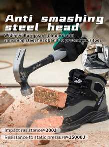 Nowe, unisexowe, wysokie buty robocze, lekkie, odporne na zgniecenia i przebicia, wodoodporne, antypoślizgowe i odporne na zużycie, do zastosowań w budownictwie i przemyśle. - czarny zielony - Zobacz 5