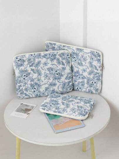 Ditsy Floral 图案 11"/13"/13.3"/14"/15.6" 笔记本电脑内胆包，花朵和叶子印花平板电脑手提包，适用于 10.2"/10.9"/11"/13"/13.3"/14"/15"/15.6" 笔记本电脑盥洗包旅行洗漱包化妆包收纳海滩沙滩包度假必需品学校用品旅行必需品女士大学宿舍浴室笔记本电脑包笔记本电脑包电脑包保护套 iPad 包教室 Mac Book 教师笔记本电脑包女士冬季