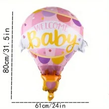 2pcs Red & Blue WELCOME BOBY Hot Air Balloon Shaped Foil Balloons, Gender Reveal Party, Birthday, Celebration Decoration, Atmosphere Background Layout, Indoor Decor, Party Supplies