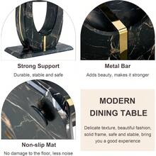 Modern Dining Table Set For 6,Faux Marble Kitchen Table And Chairs Set Of 6,Black Rectangular Dining Table With 6 Upholstered Chairs Set,63in Dinner Table Set For Dining Room,Kitchen,Living Room