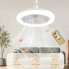 1 Piece Ceiling Fan With Light - Fan Spotlight, Three Speed/Direction Adjustment Ceiling Fans, With Remote Control For Timing, For Living Room, Dining Room, Bedroom - White - View 6