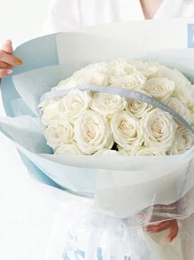 40 件/包小号一次性牛奶玫瑰花束包装纸，插花包装材料，优雅简约的花卉衬里