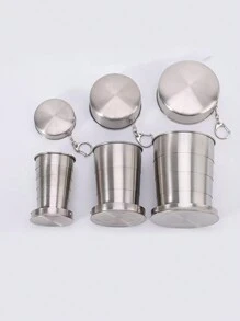 1pc Lightweight Folding Stainless Steel Cup, Portable High-Temperature Resistant Retractable Rinse Cup, Small Water Cup For Outdoor Travel