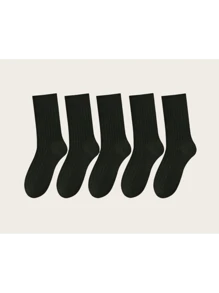 2/5/10 Pairs Classic Black Breathable Moisture Wicking Men's Socks For Business/Formal Wear Or Sportswear, Suitable For Spring/Summer, Fall