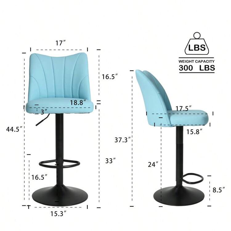 Swivel Bar Stools Set Of 2,Height Adjustable Counter Stool,Modern Armless Faux Leather Barstool Chairs With Backs For Kitchen Island - Multicolor - View 6
