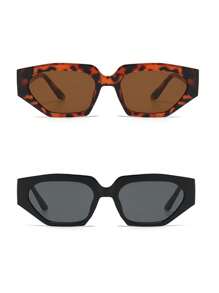2pcs Polygon Fashion Glasses Hiphop Exaggerated Fashionable Glasses, Suitable For Daily, Outdoor, Street Style, Driving, Travel, Party For Summer Beach Vacation,Outdoor,Travel