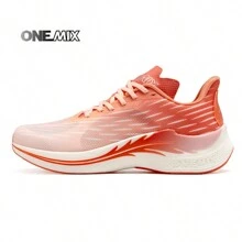 ONEMIX Nylon Carbon Fiber Running Shoes Marathon Shoes Breathable Ultra Light Track Field Kilometer Race Running Sneaker - Orange - View 1