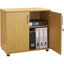 Beech Office Storage Cupboard 2 Door Bookcase With Lock 75cm Tall Desk Height Desktop Extension 750mm - Beech1 - View 5