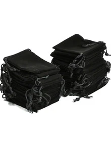 珠宝绒布袋珠宝袋袋子多种款式绒布袋袋子零钱袋，绒布袋珠宝抽绳抽绳袋耳机绒布收纳袋，黑色绒布抽绳袋珠宝首饰袋耳机收纳小布袋抽绳绒布袋 - 彩色 - 查看 6