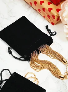 珠宝绒布袋珠宝袋袋子多种款式绒布袋袋子零钱袋，绒布袋珠宝抽绳抽绳袋耳机绒布收纳袋，黑色绒布抽绳袋珠宝首饰袋耳机收纳小布袋抽绳绒布袋 - 彩色 - 查看 1