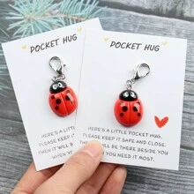 迷你瓢虫励志钥匙扣瓢虫爱好者礼物好运礼物送给朋友最好的朋友汽车配件包饰学校卡通可爱哥特 Y2k 包挂绳带身份证夹汽车配件包饰 - 彩色 - 查看 5