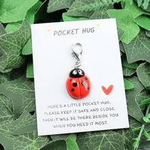 迷你瓢虫励志钥匙扣瓢虫爱好者礼物好运礼物送给朋友最好的朋友汽车配件包饰学校卡通可爱哥特 Y2k 包挂绳带身份证夹汽车配件包饰 - 彩色 - 查看 1