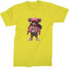 Pink Female Urban Graffiti Bear  Mens T-Shirt