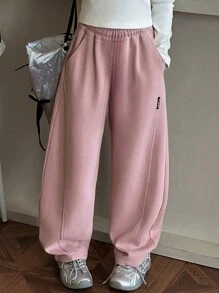 Tween Girl Casual Long Pants, Fashion Versatile Tween Girl Straight-Leg Pants, Children's Pants, Spring & Autumn - Pink - View 8