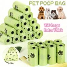 150 bolsas para excremento de perro en 10 rollos, bolsas para residuos de perro extra gruesas y resistentes 100% a prueba de fugas con aroma a lavanda, bolsas de excremento de perro.