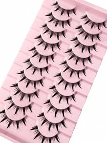 Pestañas postizas de estilo manga, look húmedo, estilo tailandés, anime, cosplay, de 18 mm, con púas, gruesas y dramáticas, tipo muñeca, estilo japonés y coreano, 10 pares - Pestañas Spiky Manga - Ver 4