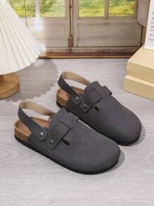 1 双纯色舒适时尚百搭抗起球防滑平底凉鞋 - 灰色 - 查看 3