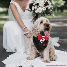 1 pieza Pañuelo de lujo y elegante para mascotas con moño y collar ajustable, diseño personalizado, apto para bodas y diversas fiestas - Multicolor - Ver 3