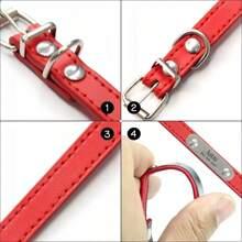Collare personalizzato per cani con targhetta incisa con nome, antiperso, in pelle PU solida, per cani di piccola, media e grande taglia, cuccioli e gatti, accessori per animali domestici - Multicolore - Visualizzare 7