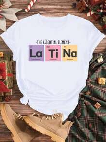 Latina Gift Shirt,Womens Short Sleeve Casual Top Crew Neck Shirt Comfortable For Every Wear,Suitable For All Seasons - trắng - Xem 1