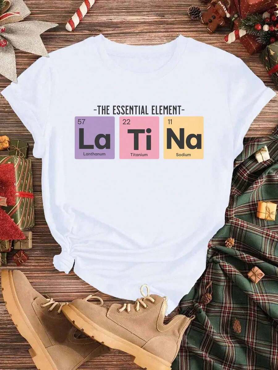 Latina Gift Shirt,Womens Short Sleeve Casual Top Crew Neck Shirt Comfortable For Every Wear,Suitable For All Seasons - trắng - Xem 1