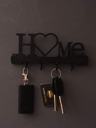 1pc Home Key Holder Wall Mount Entryway Organizer With Hooks, No Drilling Required, Decorative Piece For Living Room