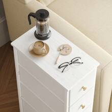 Tomnk Narrow Side Table, Small Nightstand With 4/5 Fabric Drawers, Skinny Bedside Table, Slim End Table For Bedroom, Dorm, Small Spaces, White - trắng - Xem 5
