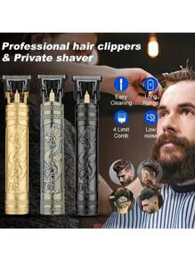 [Ensemble d'outils de toilettage] Tondeuse à cheveux et tondeuse à barbe professionnelle pour hommes, conception pratique et portable vous permet de maintenir une belle apparence à tout moment et partout, performances durables vous aident à entretenir une coiffure parfaite, convient aux hommes et aux femmes