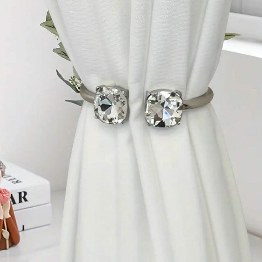 1pc Premium Simple Curtain Holder With Rhinestones, Metal Bedroom/Living Room Curtain Tie Back Accessory Gifts Birthday Graduation