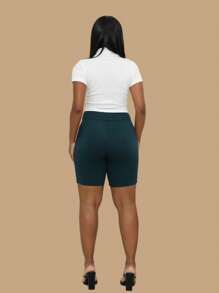 Women's Bermuda Shorts Social Tailoring For Elegant Women - Army Green - View 3