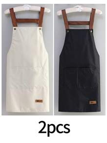 Waterproof And Oil Resistant Canvas Apron ,Adjustable Waistband, Breathable Fabric, New Kitchen Home Cooking Oil And Stain Resistant Apron, Wear Resistant,Kitchen, Bathroom, Family, Household Products,With Pockets , Multi-Purpose, Suitable For Coffee Bars And Restaurants
