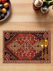 4 Pcs Vintage Bohemian Placemats, Carpet Pattern Printed Table Mats, Dining Room Kitchen Farmhouse Home Decor For Family Holiday Party Wedding