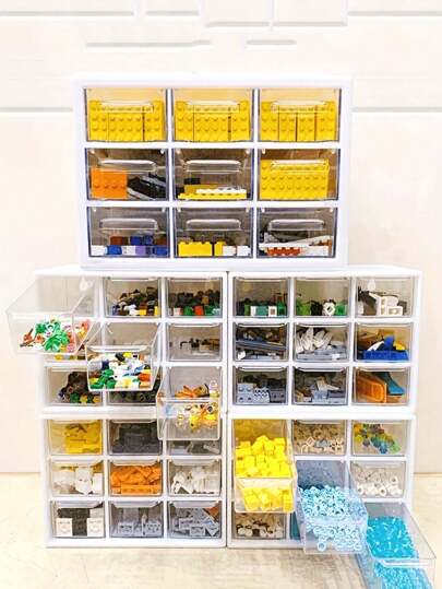 1 Pack 2pcs/1pc Plastic Divided 9 Grid Cosmetic Storage Box With Drawer - Dust-Proof Tabletop Organizer For Jewelry, Hair Accessories And Miscellaneous Items - Bedroom, Bathroom And Dorm Desk Storage, No Power Needed