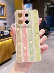 Ốp điện thoại họa tiết hoa sọc, chống rơi vỡ, tương thích với iPhone/Galaxy/Infinix/Redmi/OPPO/VIVO/Realme, phiên bản quốc tế, không phải phiên bản nội địa. - Màu be - Xem 3