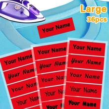 Customized Clothes Personalized Name Stickers Can Be Ironed On Clothes And Washable Labels, Washable Sewing/Iron Name Tags, Suitable For School Uniforms, Bed Sheets, Hats, Socks, School Bags, Etc. Stylish, Adorable, High-Quality Custom, Personalized, School Students, Kids For Birthdays School, Office, Home, Multi-Functional, For Valentine's Day, For Weddings, For Housewarming, Back To School Supplies,Customized Stickers,Warm Ambience - Multicolor - View 36