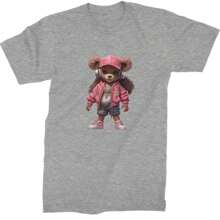 Pink Female Urban Graffiti Bear  Mens T-Shirt